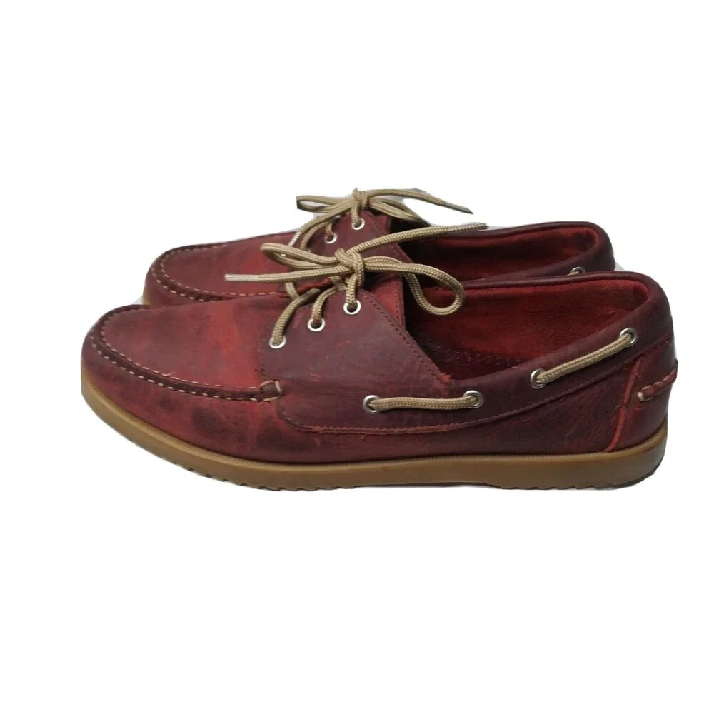 Allen Edmonds Harbour  Boat Shoes Mens Size 10 D Rustic Chilli Red